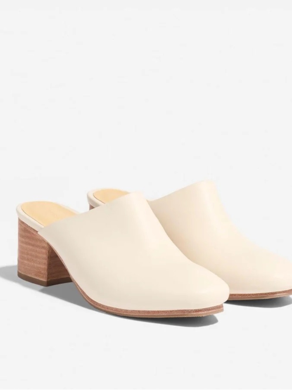 Nisolo All-Day Heeled Mule in Bone, size 11